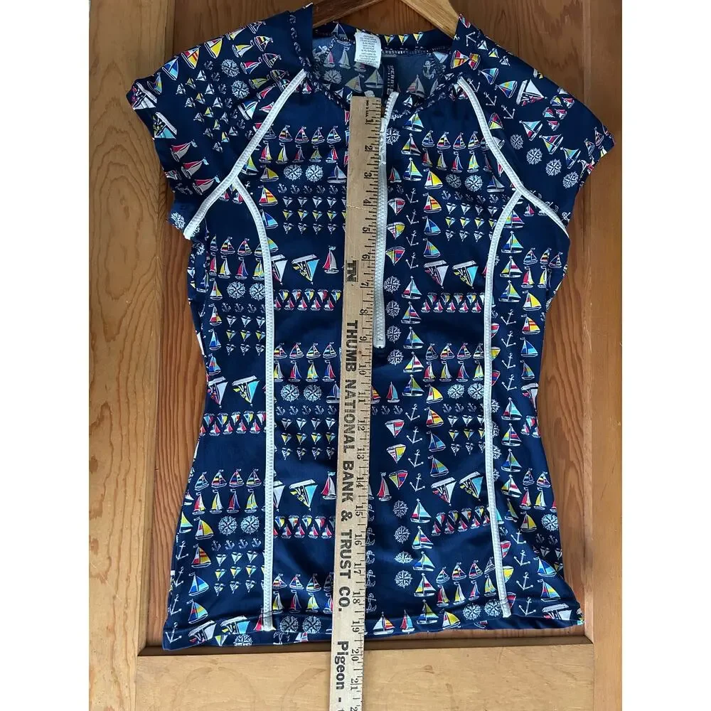 Sperry Women's Swim Shirt Rashguard Sz S, Nautical Theme EXCELLENT condition